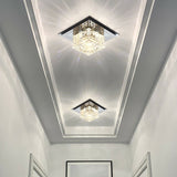 Black Crystal Square Led Flush Mount Ceiling Light For Foyer / 5.5 White