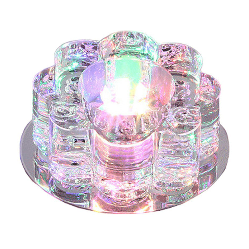 Clear Led Floral Crystal Flush Light - Stylish Ceiling Fixture For Living Room
