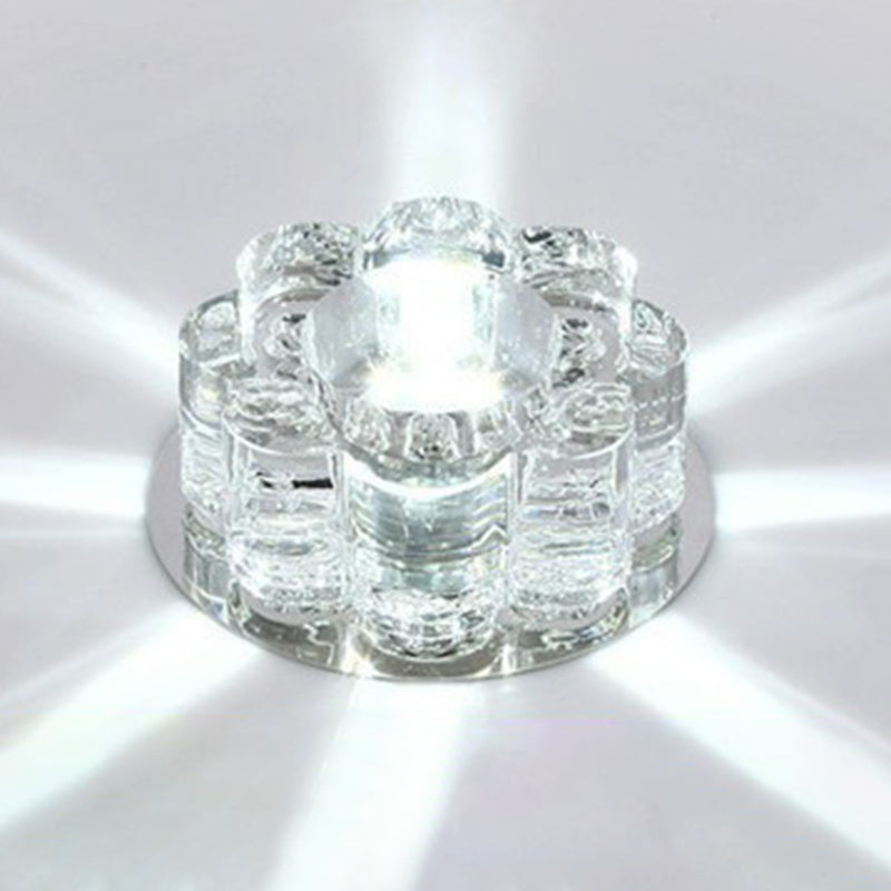 Clear Led Floral Crystal Flush Light - Stylish Ceiling Fixture For Living Room