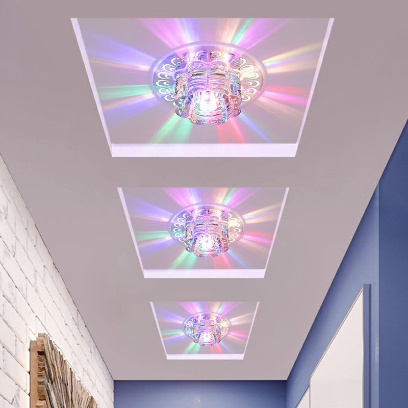 Minimalist Crystal Led Flush Mount Fixture For Hallway – Clear Flower Lighting