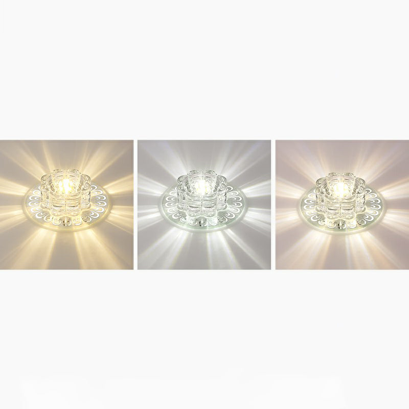 Minimalist Crystal Led Flush Mount Fixture For Hallway – Clear Flower Lighting / 5.5’ Third Gear