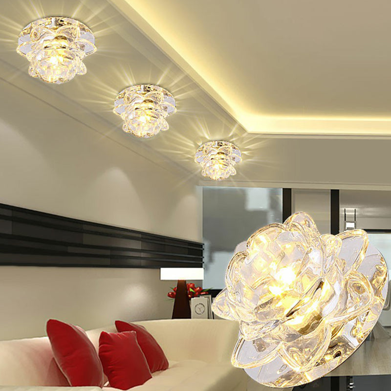 Modern Crystal Clear Led Flushmount Ceiling Light For Living Room