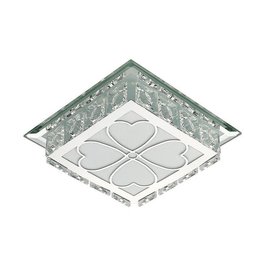 Sleek Crystal Led Flush Ceiling Light – Stylish Square Design For Foyer