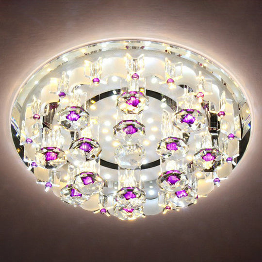 Modern Crystal Flush Mount Ceiling Light - Clear Hallway Led Fixture / 9.5’ 2 Color