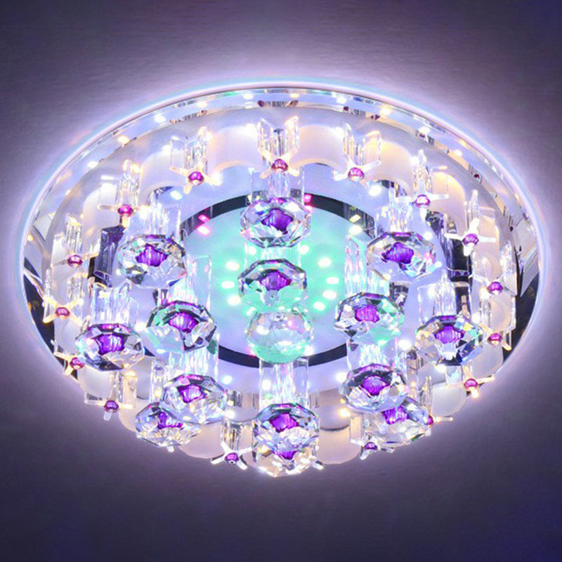 Modern Crystal Flush Mount Ceiling Light - Clear Hallway Led Fixture / 9.5’ Multi Color