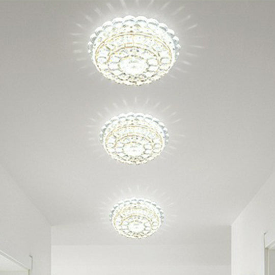 Artistic Crystal Led Flush Ceiling Light For Entryway Clear / 8’ White