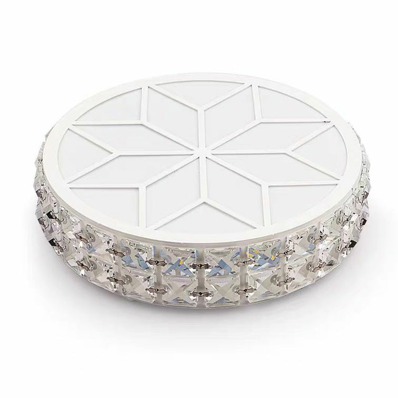Modern Round Led Crystal Flush Ceiling Light Fixture For Corridors