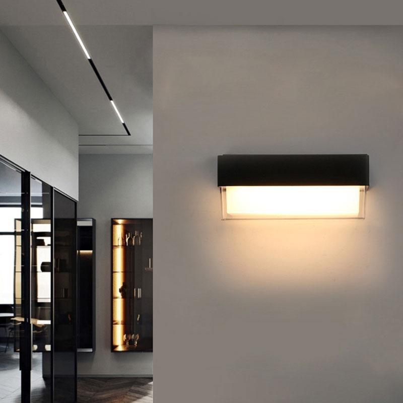Modern Geometric Acrylic Balcony Wall Light Fixture In Textured Black - Led Sconce Lighting / B
