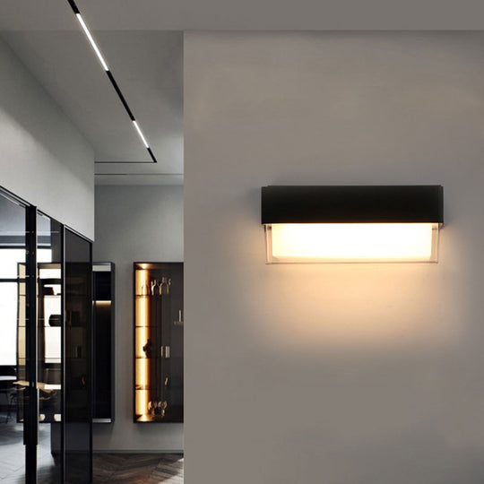Modern Geometric Acrylic Balcony Wall Light Fixture In Textured Black - Led Sconce Lighting / B