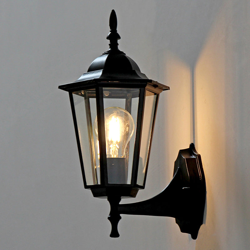 Clear Glass Tapered Wall Sconce Light - Traditional Outdoor Fixture