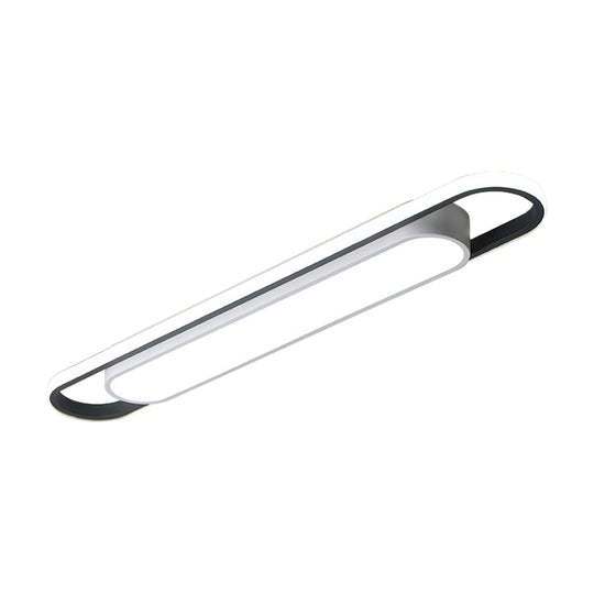 Modern Black And White Multi-Ring Flush Lighting - Led Acrylic Mount Lamp For Corridor White/Warm