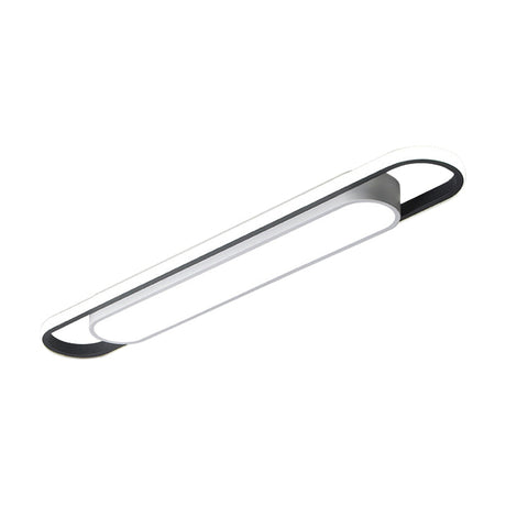 Modern Black And White Multi-Ring Flush Lighting - Led Acrylic Mount Lamp For Corridor White/Warm