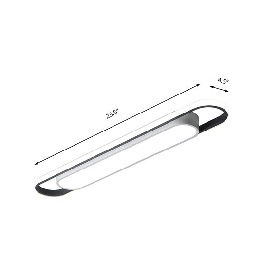 Modern Black And White Multi-Ring Flush Lighting - Led Acrylic Mount Lamp For Corridor White/Warm