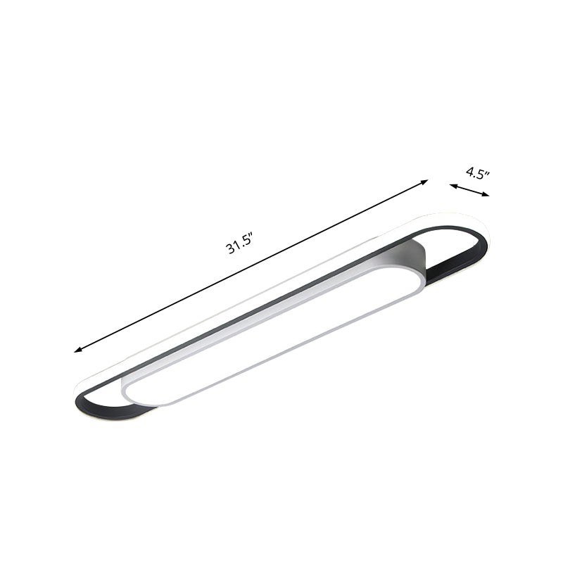 Modern Black And White Multi-Ring Flush Lighting - Led Acrylic Mount Lamp For Corridor White/Warm