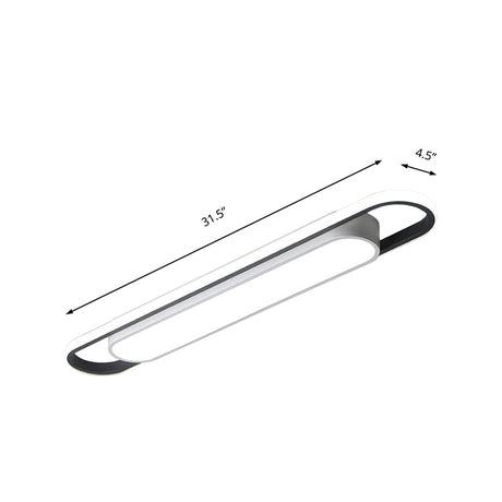 Modern Black And White Multi-Ring Flush Lighting - Led Acrylic Mount Lamp For Corridor White/Warm