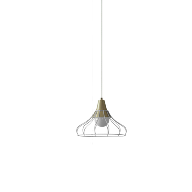 Modern Metal Cone Pendant Lighting - 1 Light Hanging Lamp With Wire-Cage Shade (9/13 Wide)