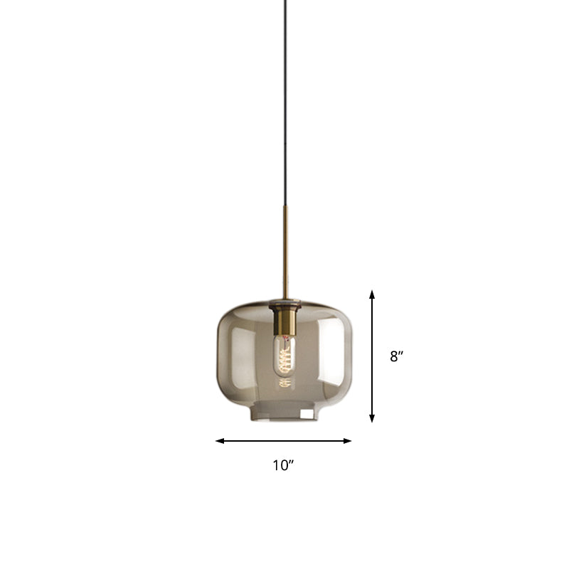Contemporary Brass Suspension Lamp With Clear Glass Shade - Dining Room Pendant Light