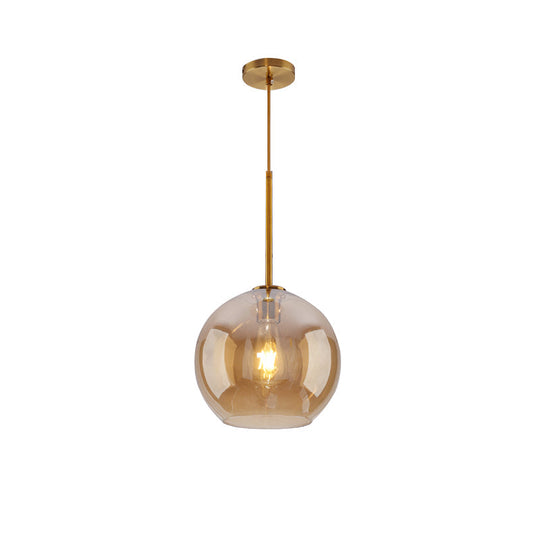Modern Global Pendant Light With Clear/Amber Glass And Gold Finish Available In 3 Sizes