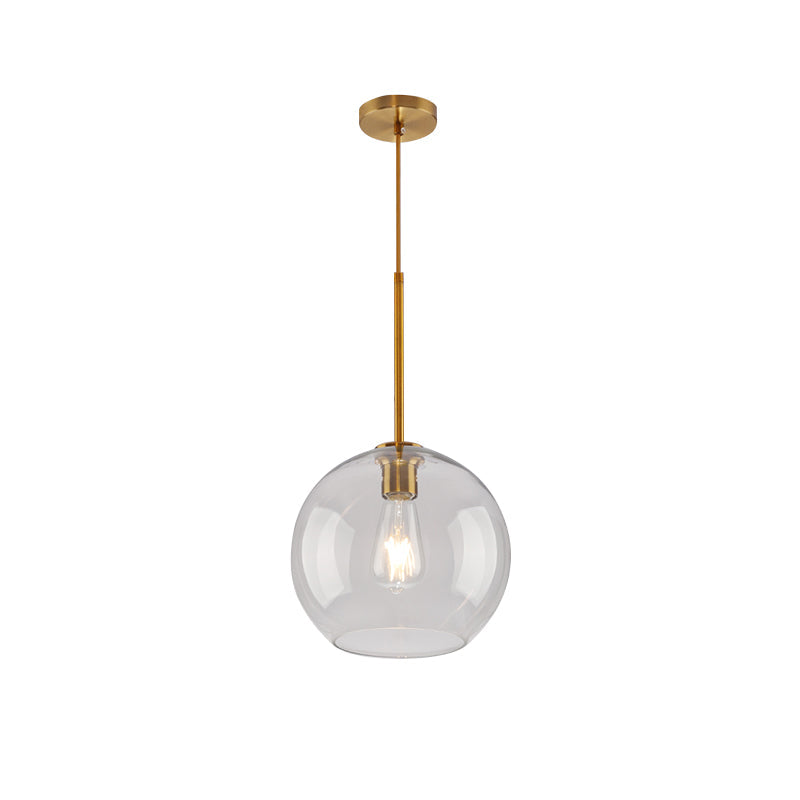 Modern Clear/Amber Glass Pendant Lighting - Global Gold Hanging Lamp Kit 1-Light 8/10/12 Wide