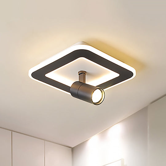 Modern Square/Round Flush Mount Led Acrylic Lamp In White/Black (White/Warm Light) Black / White