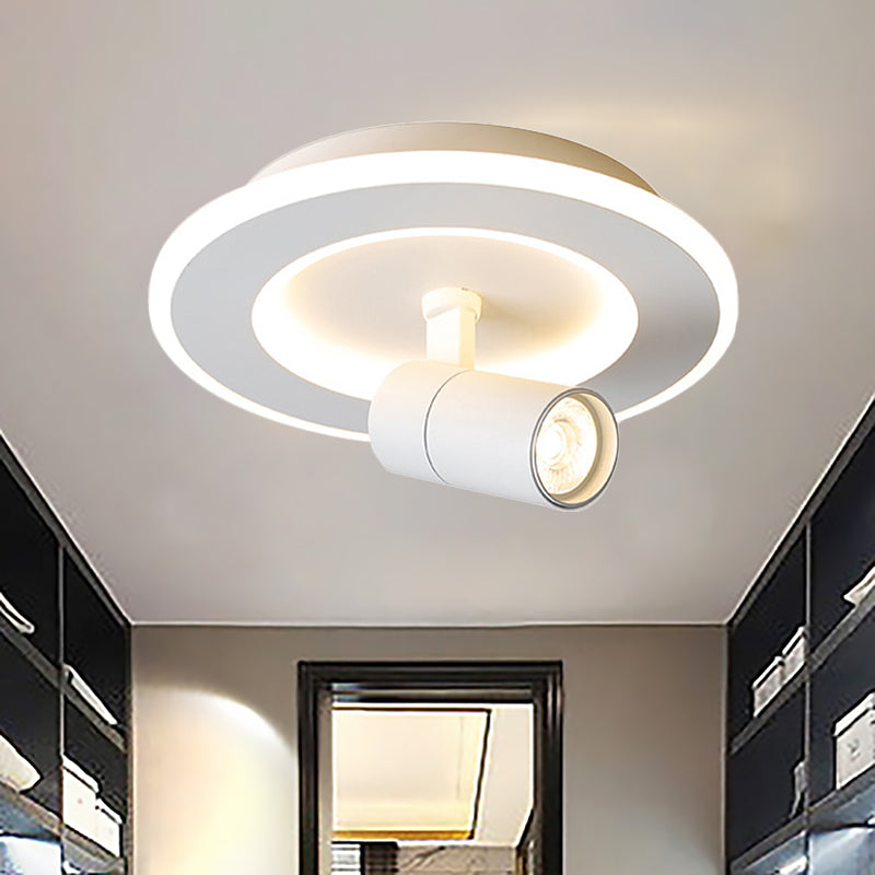 Modern Square/Round Flush Mount Led Acrylic Lamp In White/Black (White/Warm Light) White / Round