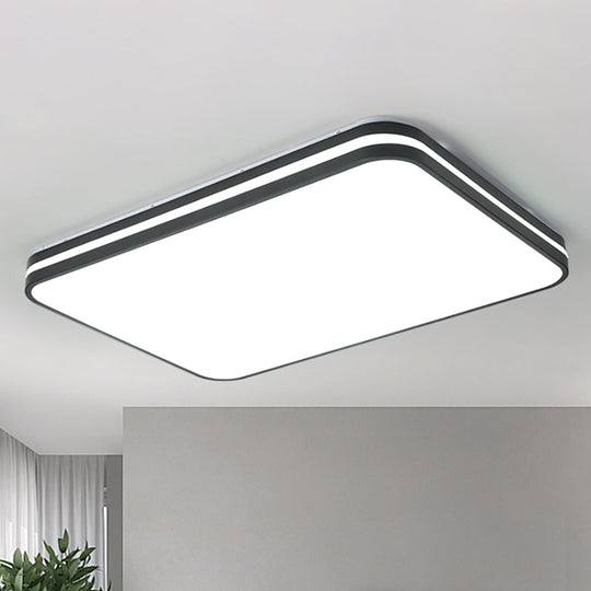 Modern Led Flush Mount Lamp – Black Square/Rectangle Acrylic Fixture In White Light