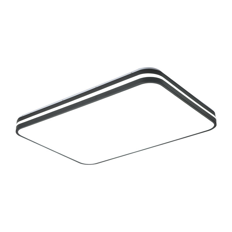 Modern Led Flush Mount Lamp – Black Square/Rectangle Acrylic Fixture In White Light