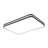Modern Led Flush Mount Lamp Black Square/Rectangle Acrylic Fixture In White Light 16/19.5/25.5 Wide