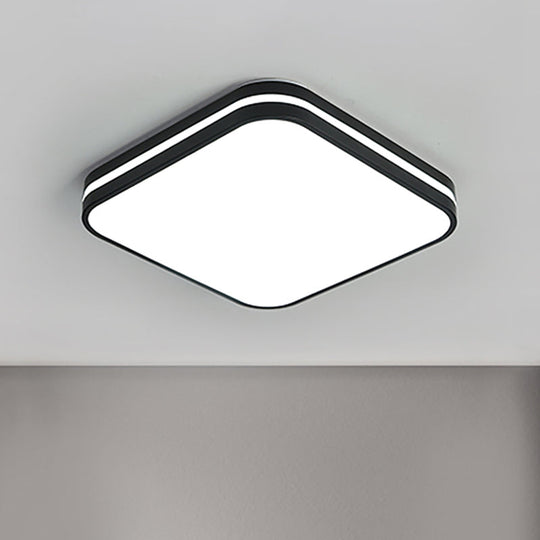 Modern Led Flush Mount Lamp – Black Square/Rectangle Acrylic Fixture In White Light
