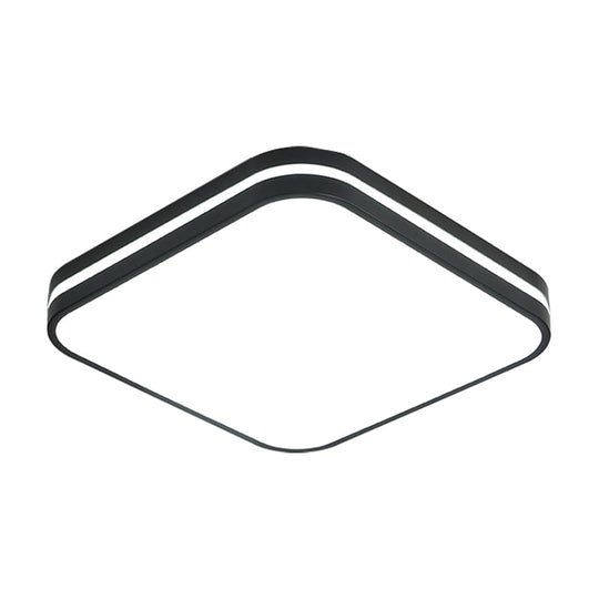 Modern Led Flush Mount Lamp – Black Square/Rectangle Acrylic Fixture In White Light
