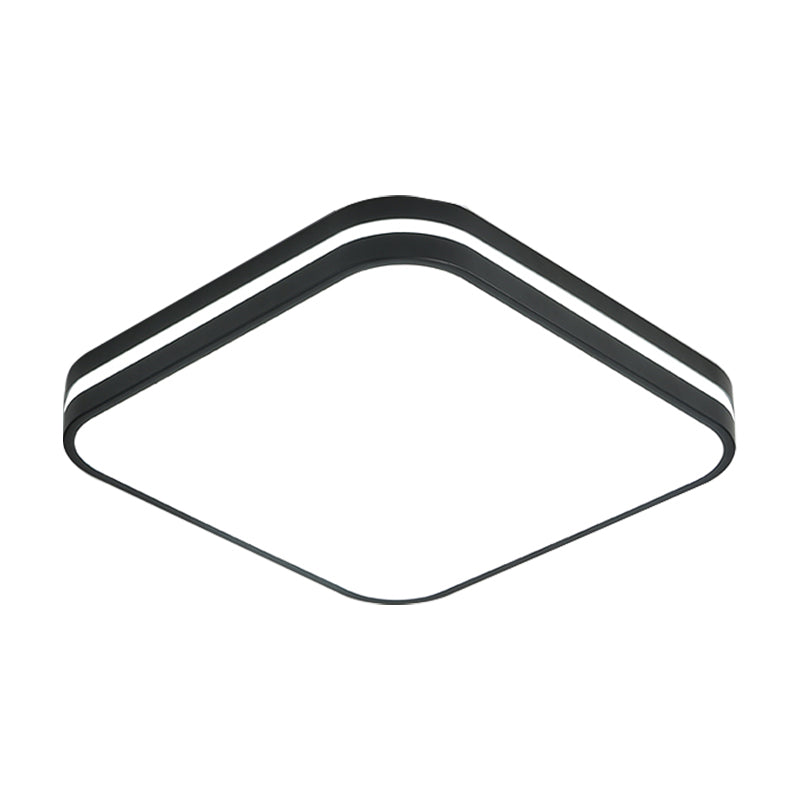 Modern Led Flush Mount Lamp Black Square/Rectangle Acrylic Fixture In White Light 16/19.5/25.5 Wide