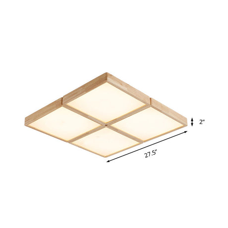 Minimalist Beige Geometric Flush Mount Ceiling Light With Acrylic Diffuser - 4/6 Lights