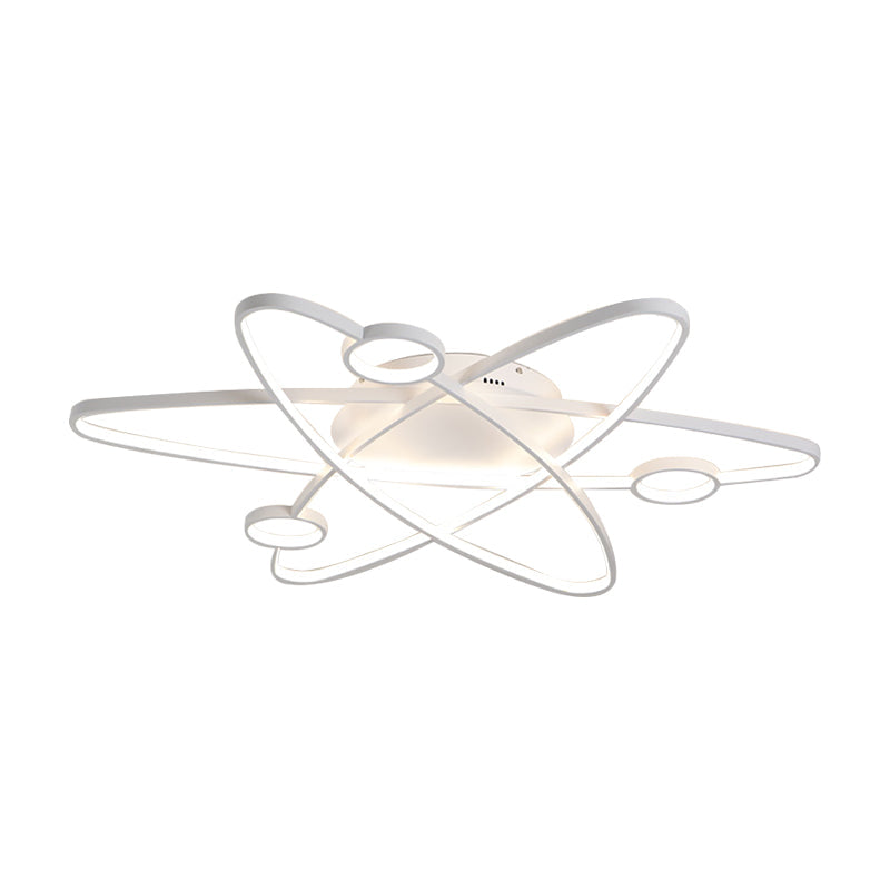 Modern Oval Flush Ceiling Lamp With Led Acrylic White/Coffee Finish In Warm Light -