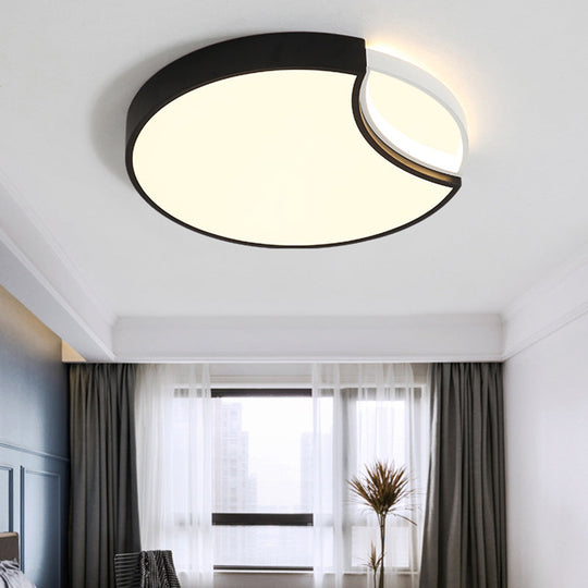 Contemporary Acrylic Led Circle Flush Mount Ceiling Light In Black - Warm White Neutral 16/19.5 Wide