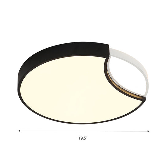 Contemporary Acrylic Led Circle Flush Mount Ceiling Light In Black - Warm White Neutral 16/19.5 Wide