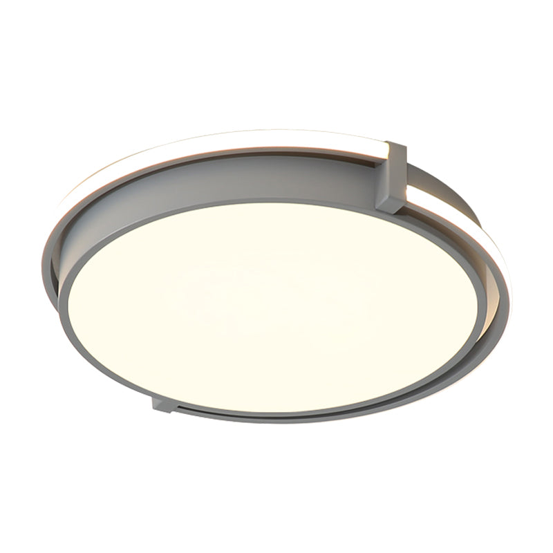 Modern Led Round Bedroom Flush Lamp In Black/Grey With Recessed Diffuser - 12’/16’/19.5’ Wide