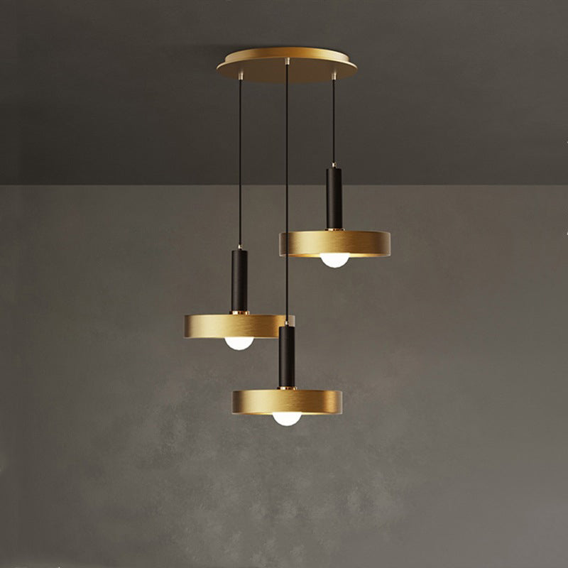 Gold Metallic Lid Shaped Pendant Light Fixture For Dining Room - Post-Modern Suspension Lighting 3 /