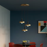 Modern Gold Pendant Light Fixture For Dining Room With Metallic Lid Shape