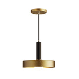 Modern Gold Pendant Light Fixture For Dining Room With Metallic Lid Shape