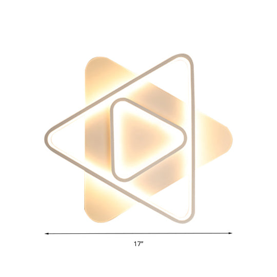 Modern White Led Triangle Flush Mount Ceiling Lamp - 17’/21’/25’ Wide Acrylic Fixture In