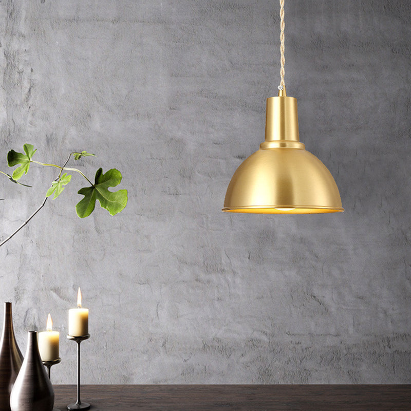 Modern Geometric Shade Ceiling Light - Metallic Gold Pendant Fixture For Dining Room / Dome