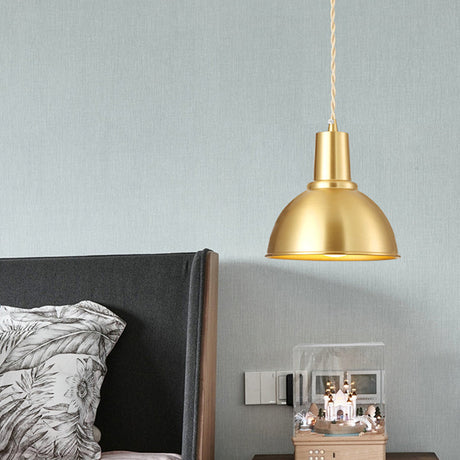 Modern Geometric Shade Ceiling Light - Metallic Gold Pendant Fixture For Dining Room