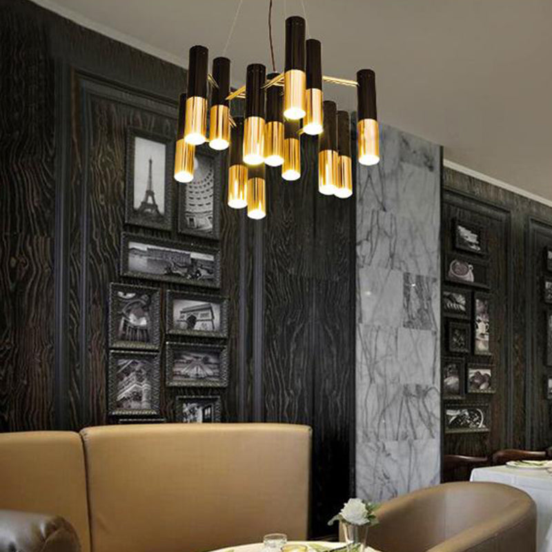 Gold Tube Led Chandelier: Modern Metal Pendant Light For Living Room 13 /
