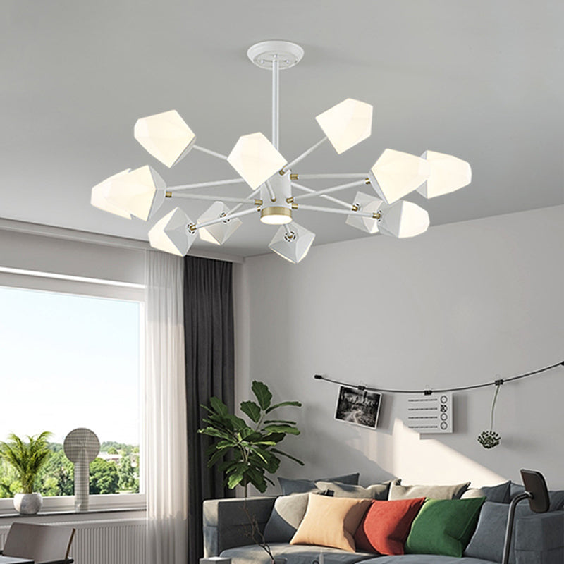 Modern Acrylic Gemstone Shaped Led Chandelier Pendant Light For Dining Room 12 / White