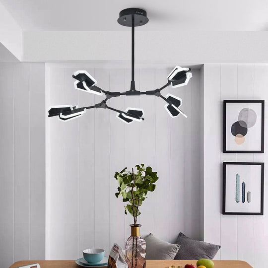 Branch Shaped Led Chandelier Light For Postmodern Metallic Living Room Ceiling Lighting