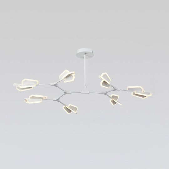 Branch Shaped Led Chandelier Light For Postmodern Metallic Living Room Ceiling Lighting 7 / White