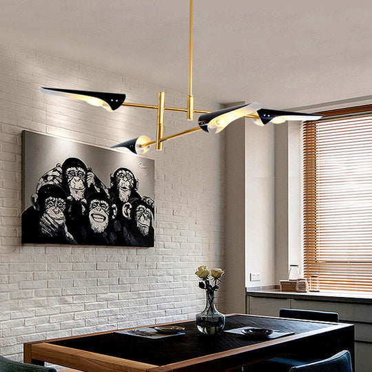 Post-Modern Metallic Burst Chandelier Light For Living Room