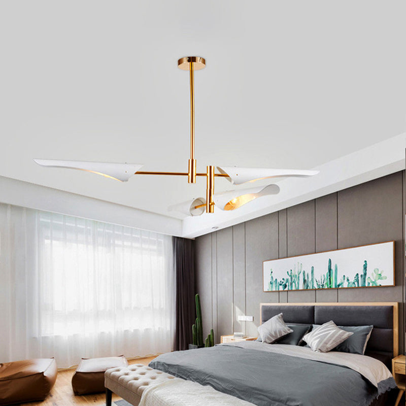 Modern Metallic Burst Chandelier Pendant Light For Living Room 4 / White