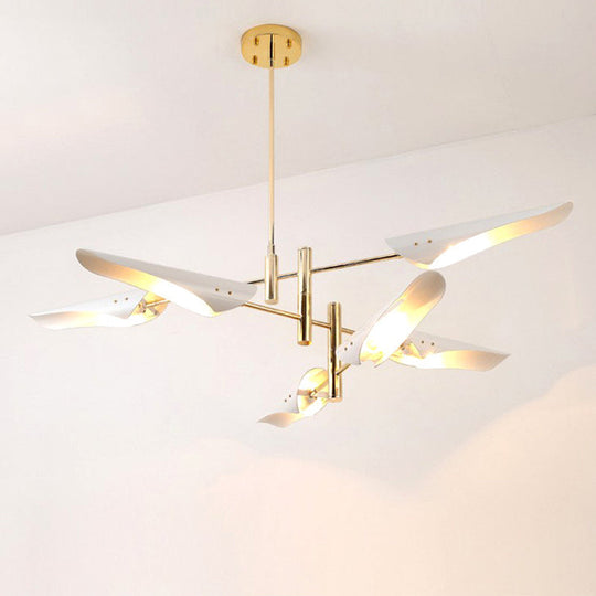 Modern Metallic Burst Chandelier Pendant Light For Living Room 6 / White