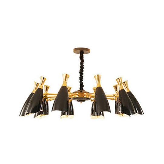 Horn-Shaped Led Suspension Light: Metallic Simplicity Chandelier For Living Room